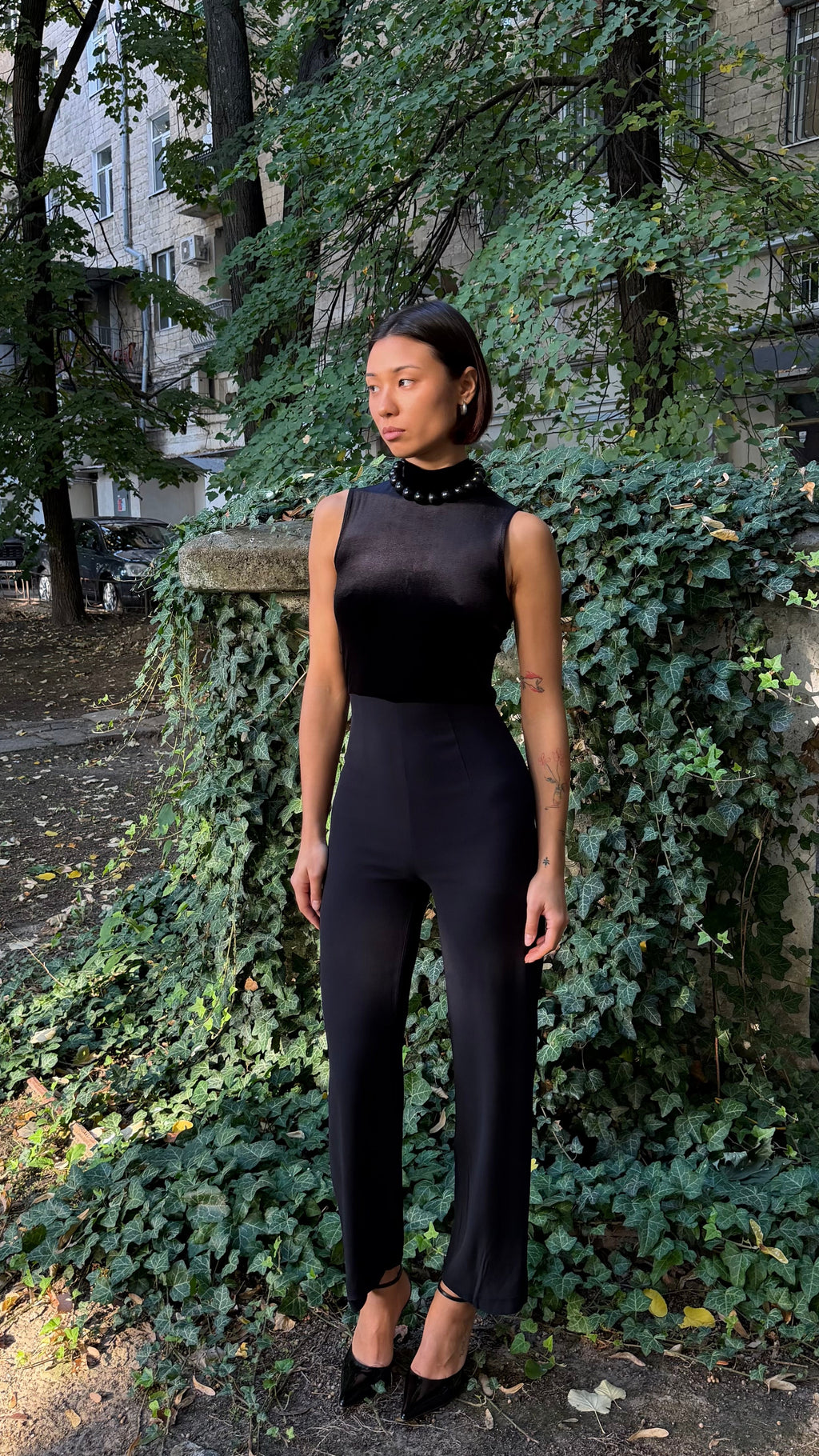 379 / black velvet jumpsuit