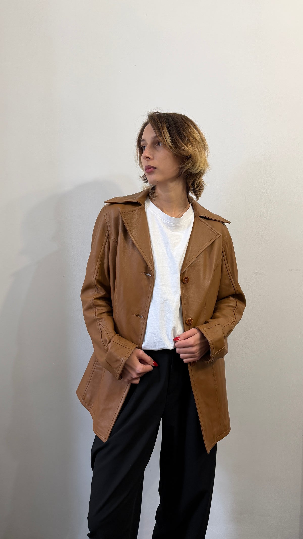 399 / tan leather jacket