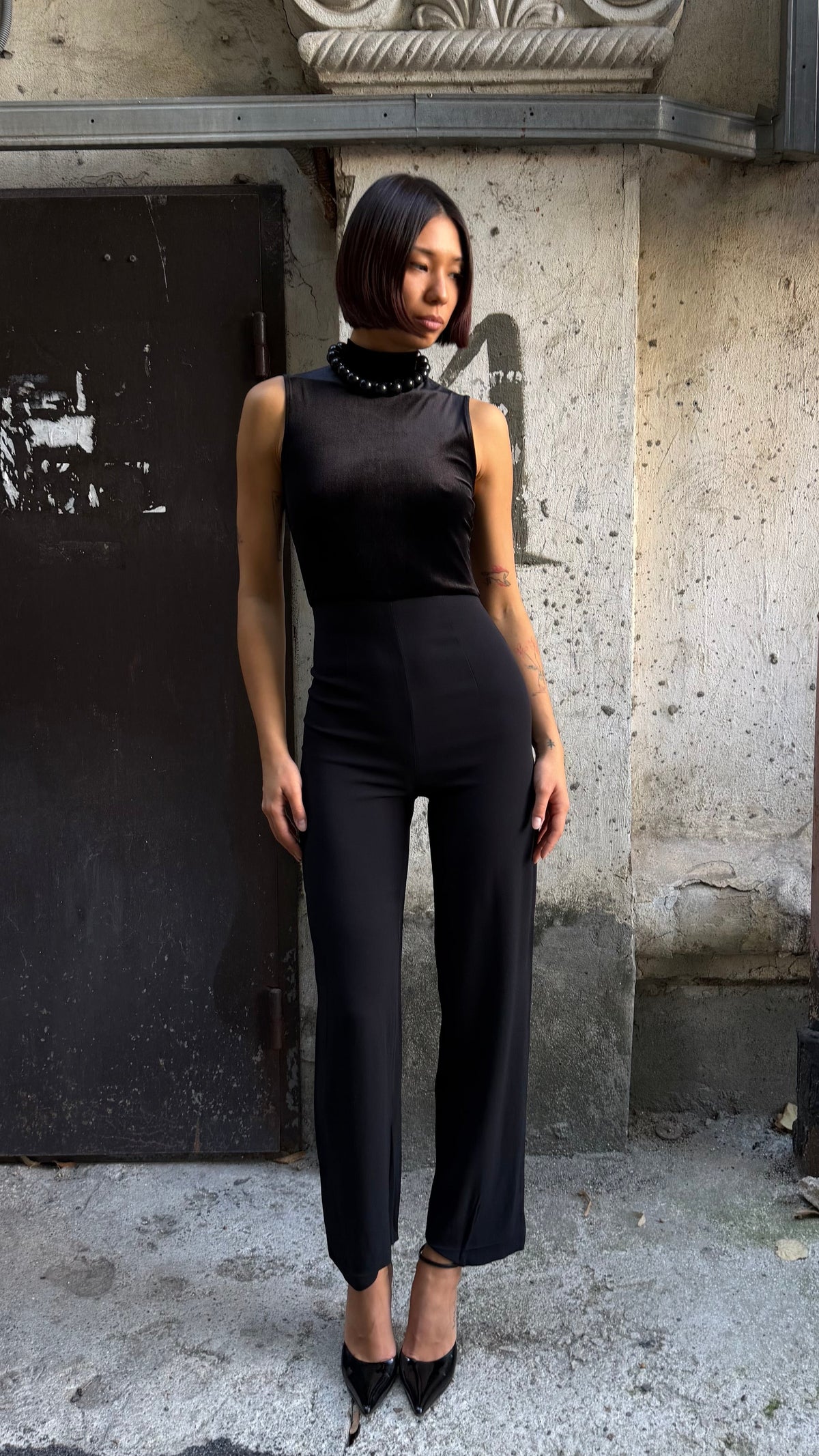 379 / black velvet jumpsuit
