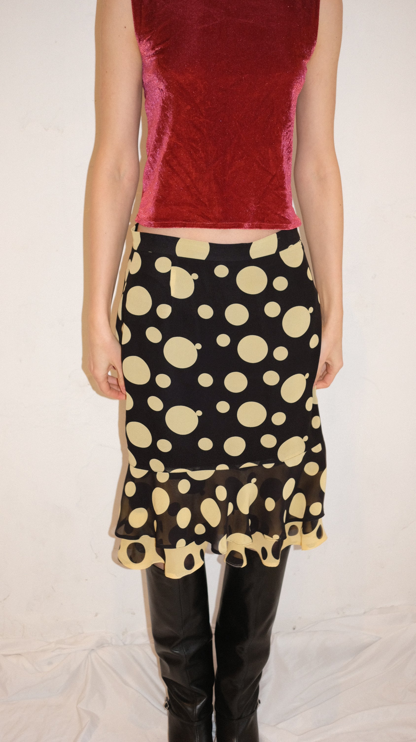 090 / polka dot midi skirt