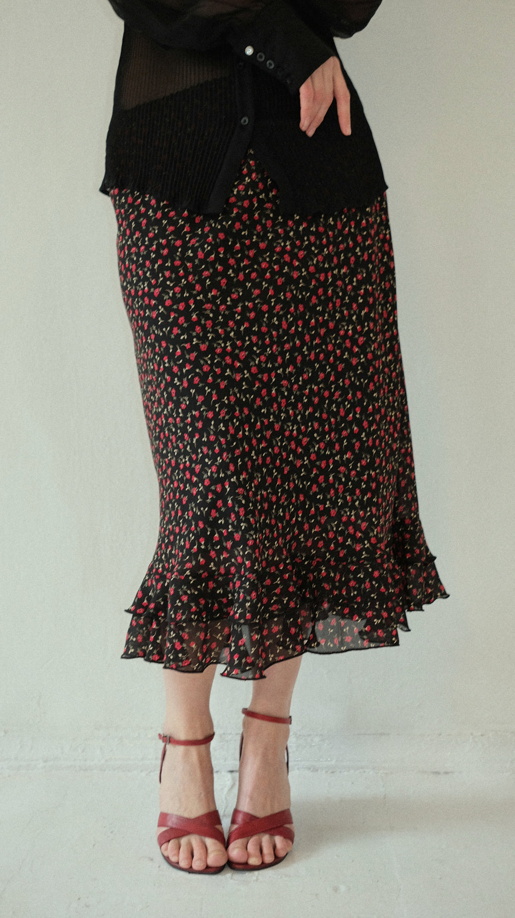 146 / floral print midi skirt