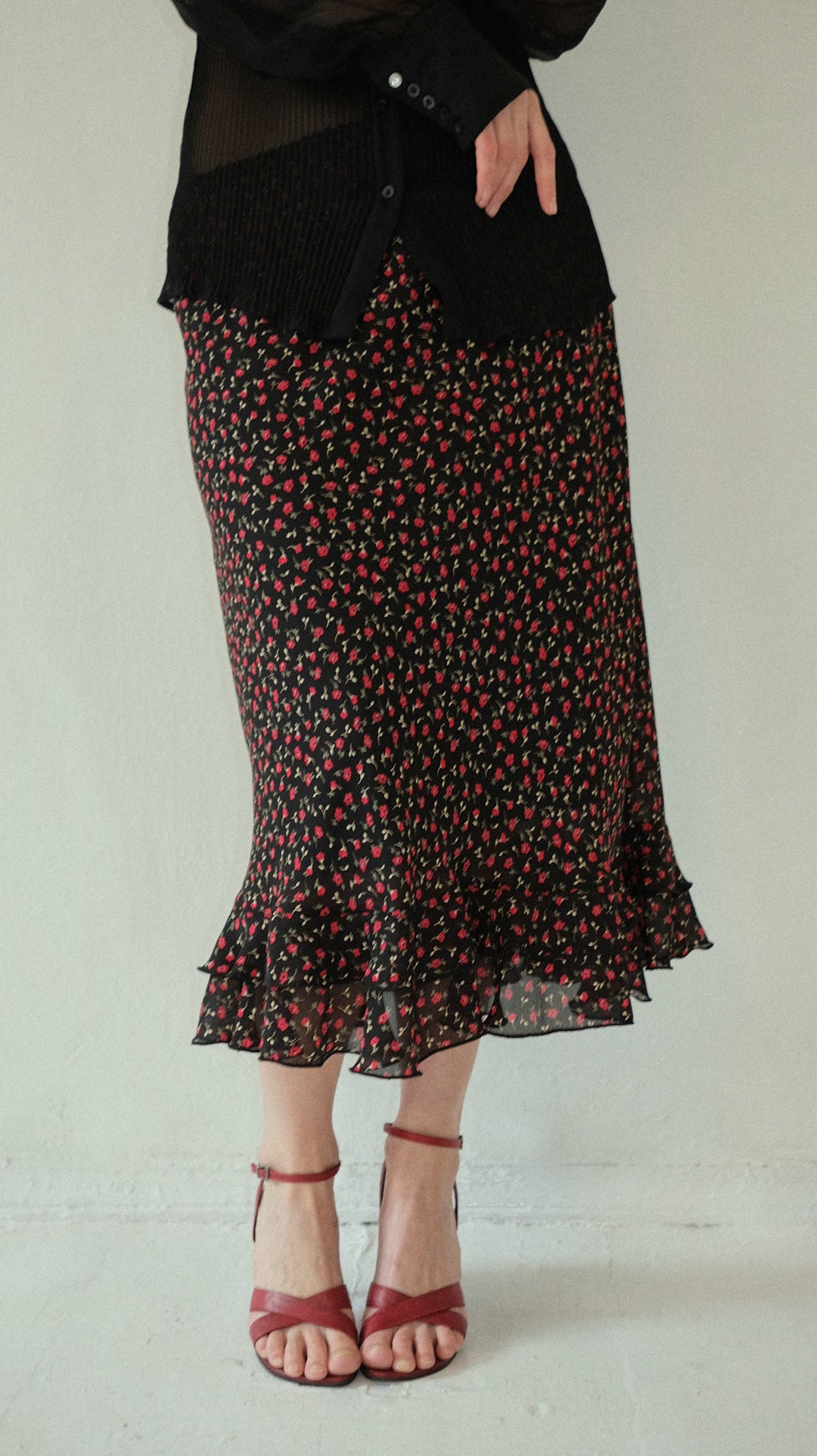 146 / floral print midi skirt