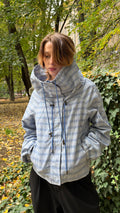 410 / cropped jacket with funnel collar