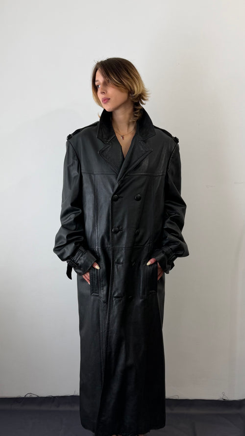 380 / leather maxi coat