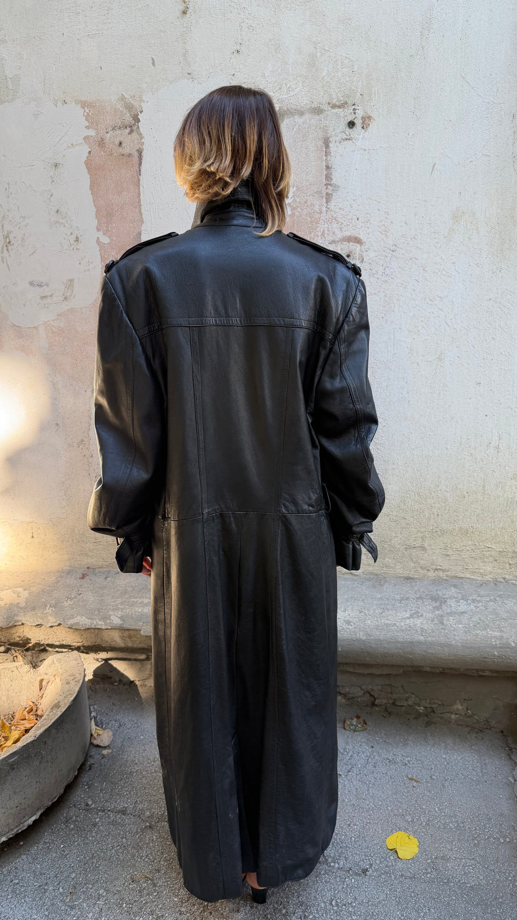 380 / leather maxi coat