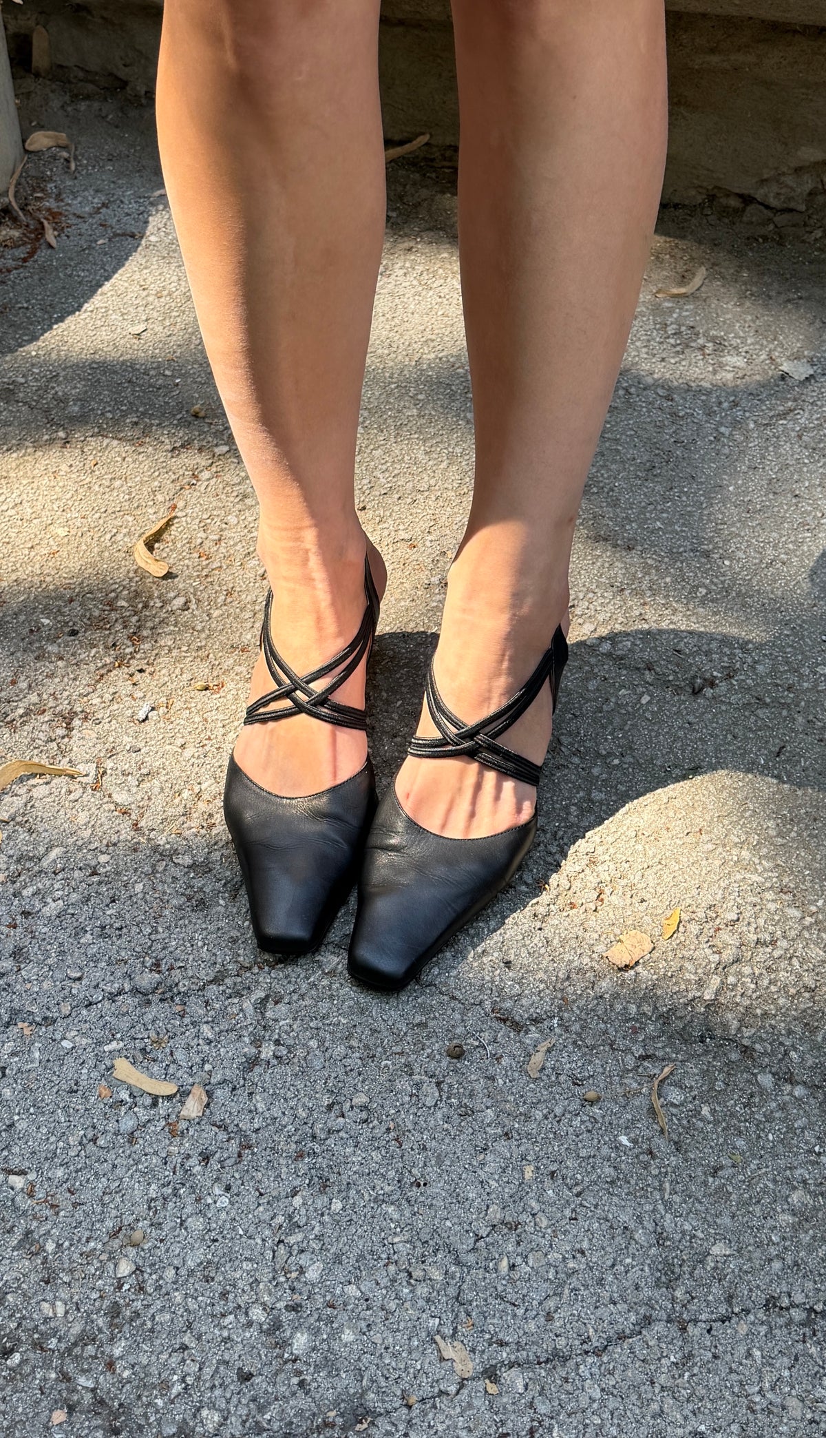 424 / square-toe slingback heels