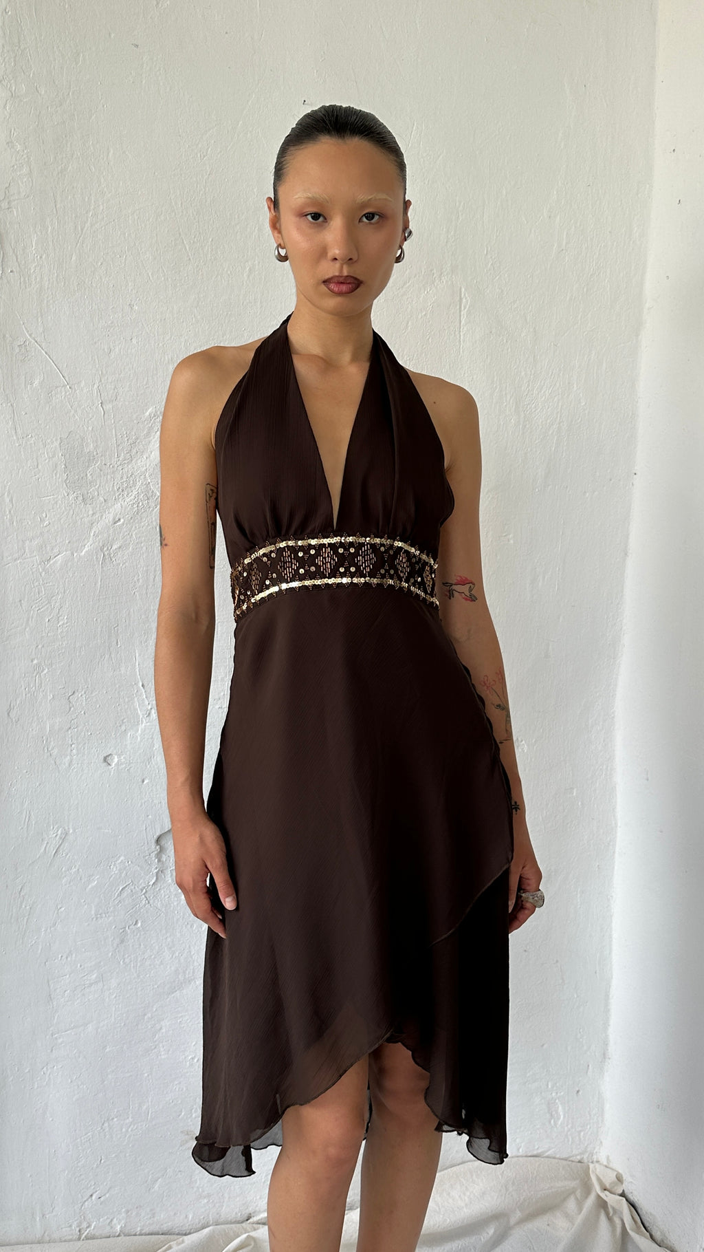 235 / embellished backless dress