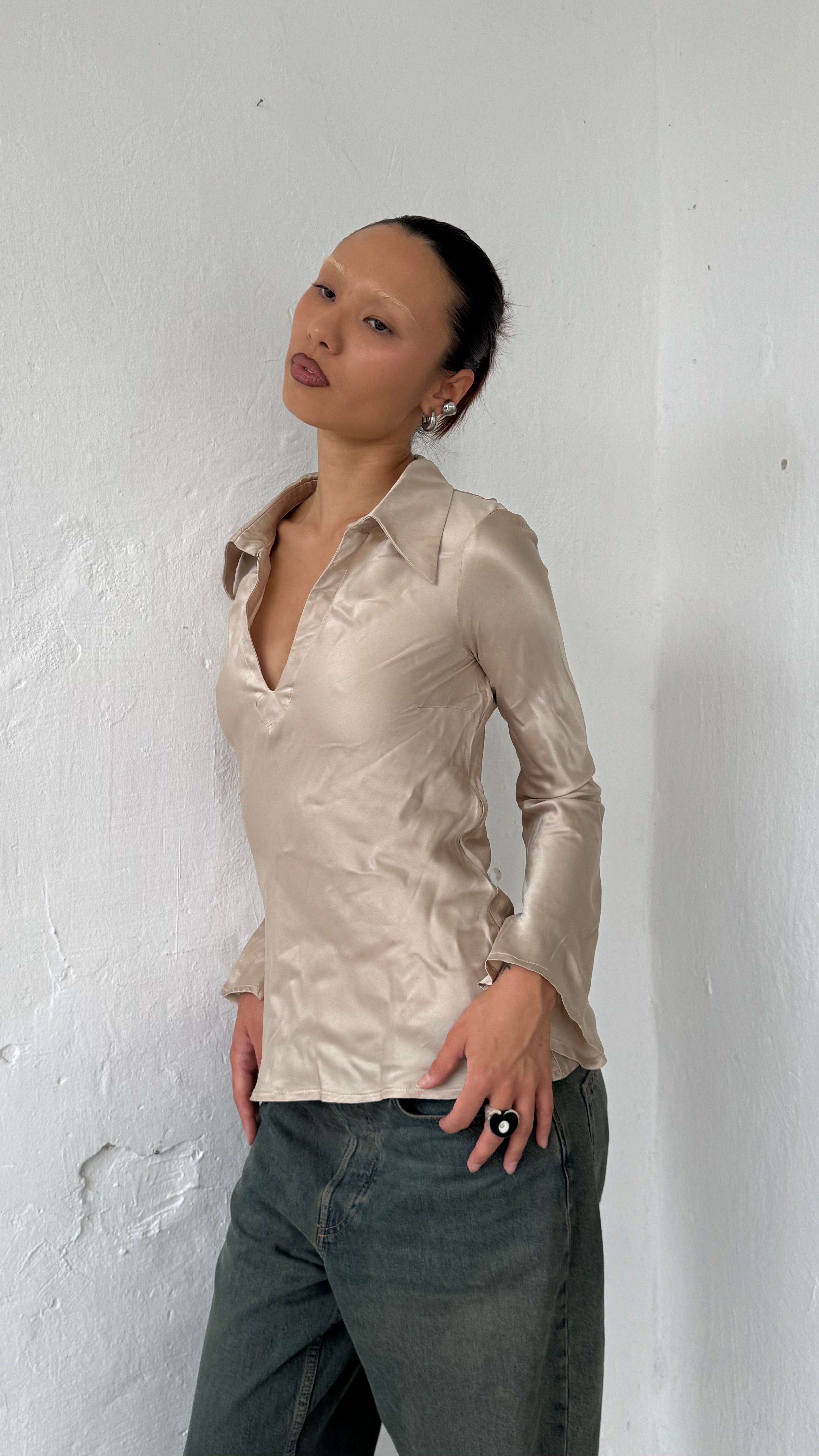 303 / silk v-neck blouse