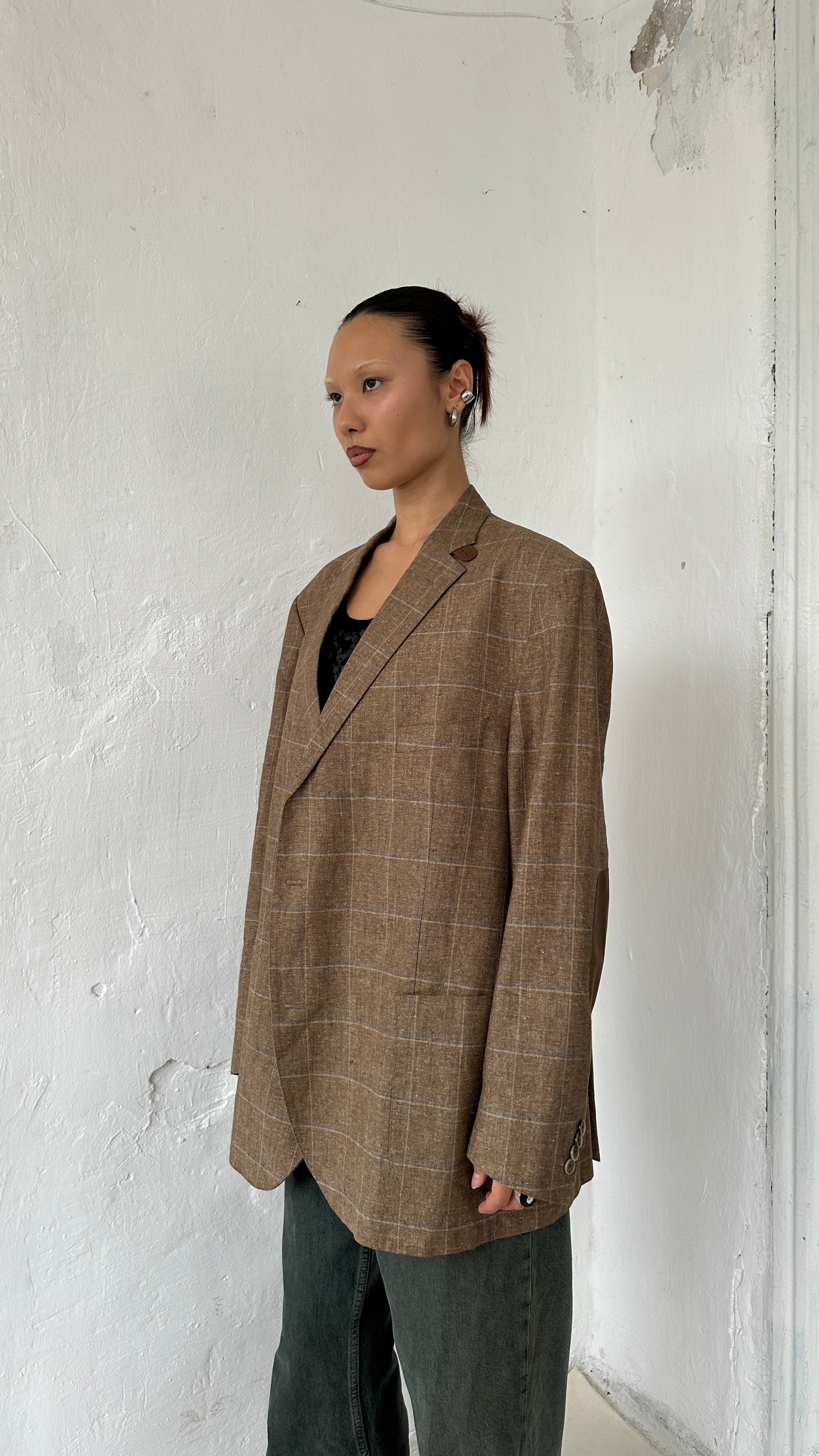 232 / silk&linen blazer men's