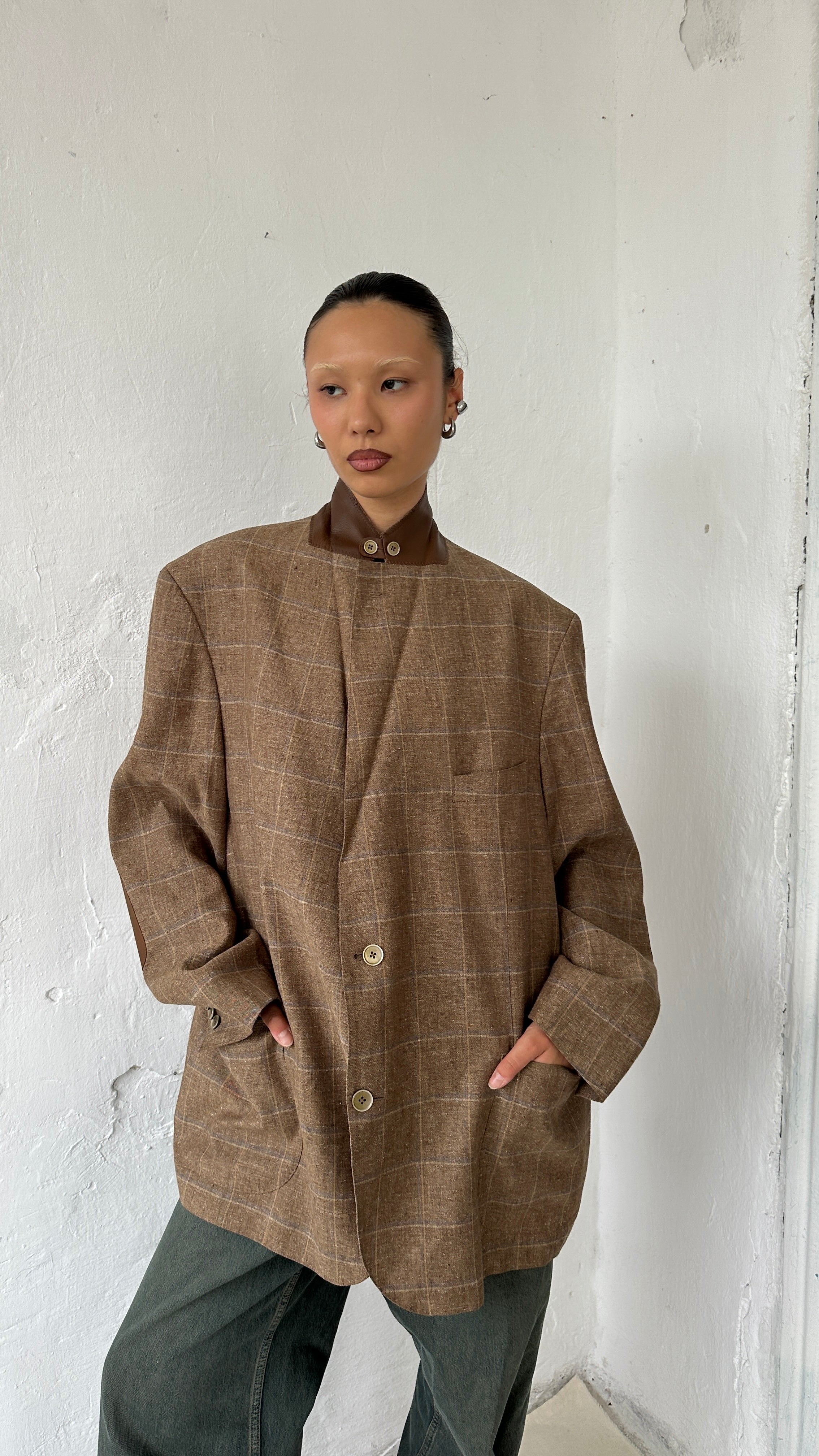 232 / silk&linen blazer men's